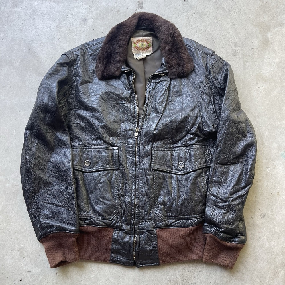 VTG 80s Banana Republic G-1 Leather Flight Jacket Mens Goatskin Bomber 38